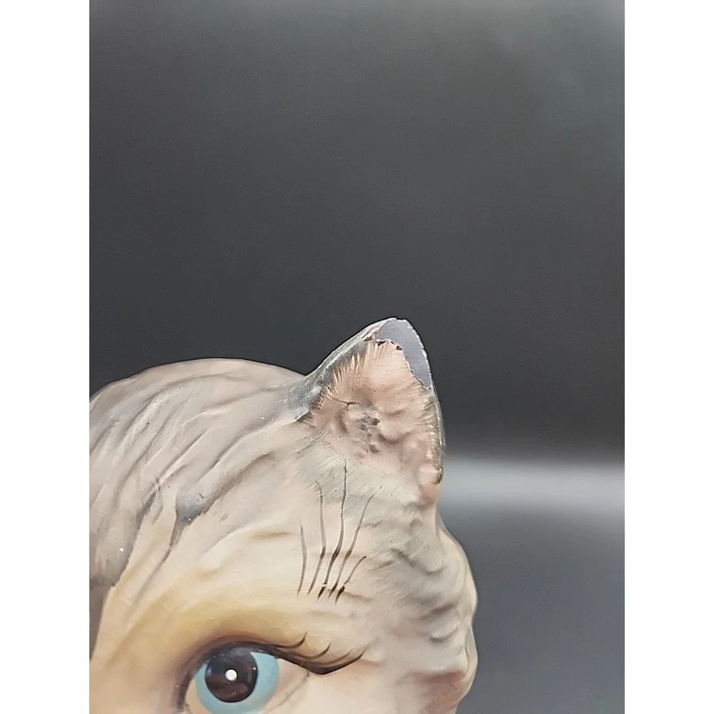 Vintage Lefton Gray Kitten Cat Ceramic Bank #1565